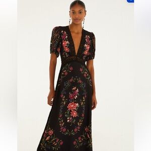 FARM Rio Black Belle Garden Lenzing™ Ecovero™ Viscose Maxi Dress